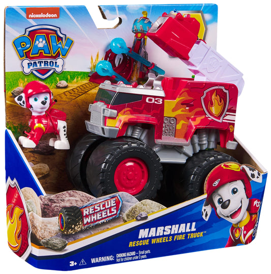 Paw Patrol: Rescue Wheels Marshall’s Fire Engine, Toy Fire Engine with Projectile Launcher and Collectible Action Figure, Kids’ Toys for Boys & Girls Ages 3+