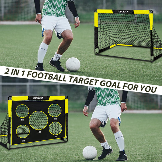 CATCHLUCK Football Goal Pop Up Football Net for Kids 4ft x 3ft, 5ft x 4ft, Outdoor Training Equipment with Target and Carry Bag
