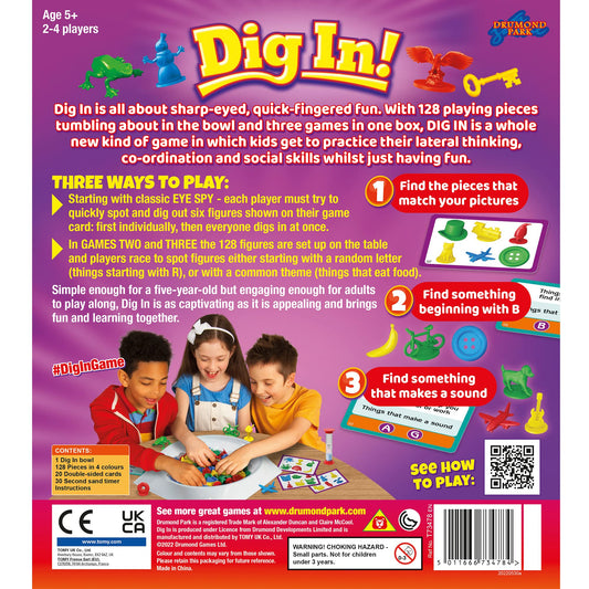 Drumond Park T73478 Dig In , Family Board Games for 2-4 Players, 3 in 1 Tabletop Games For Adults And Kids Suitable From 5+ Years