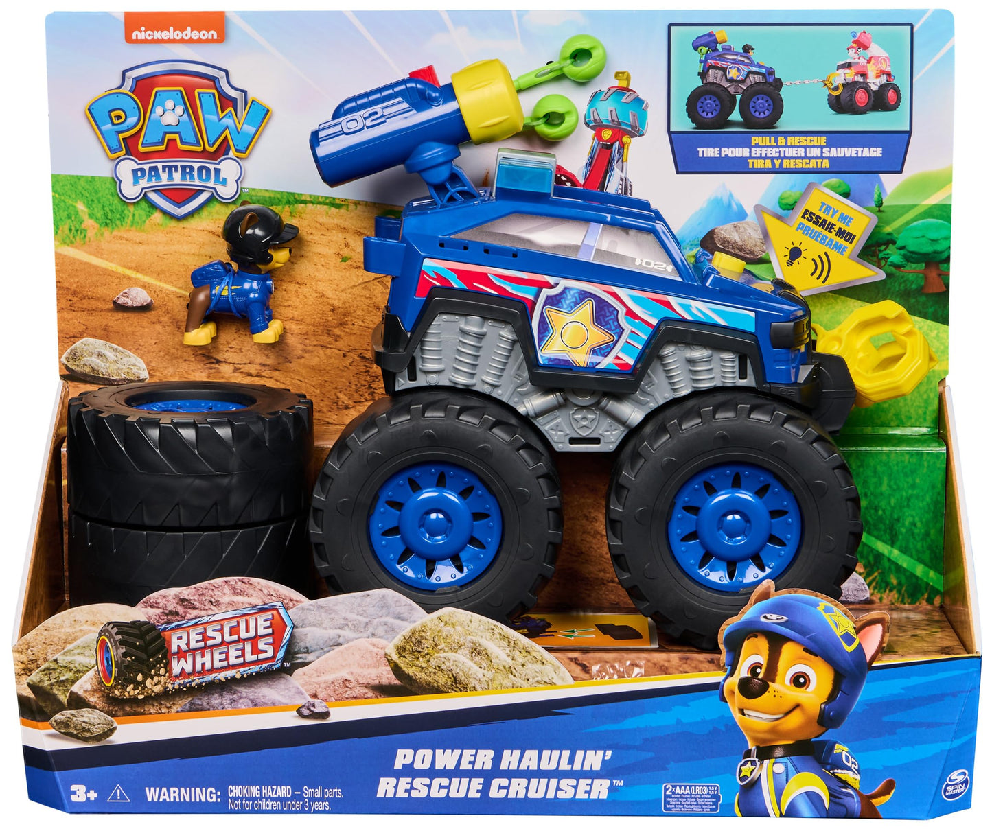 Paw Patrol: Rescue Wheels Chase’s Power Haulin’ Cruiser, Toy Truck with Launcher, Motorised Winch, Lights & Sounds, Kids’ Toys for Boys & Girls Ages 3+