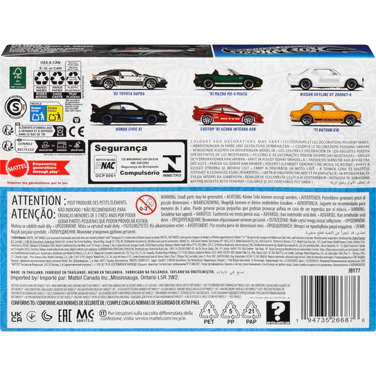 Hot Wheels 1:64 Scale Die-Cast Toy Cars, Set of 6 Japanese Vehicles with Elevated Deco (Styles May Vary), JBY77
