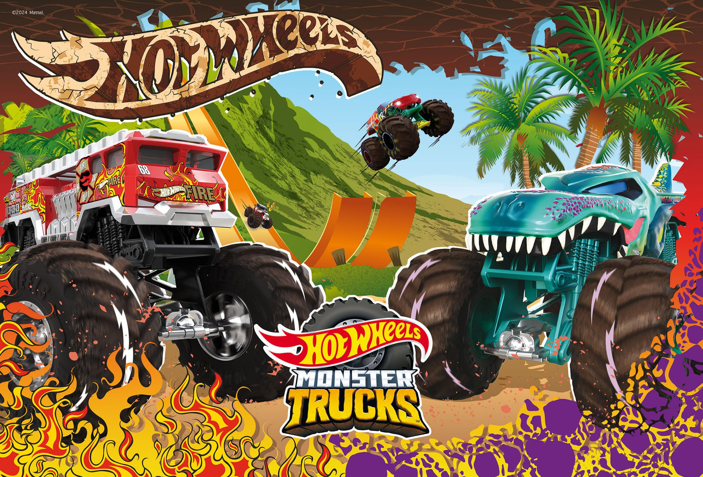 Lisciani - HOT WHEELS Monster Truck Puzzle - 60 Pieces - For Kids from 4 Years - 35x50cm - Puzzle of Monster Trucks with Daring Stunts - Action and Speed - Stimulates Thinking and Agility