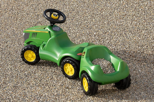 Rolly Toys Minitrac John Deere 6150R Baby Ride-On with Trailer, Tilting Trailer Under Bonnet, Steering Wheel with Horn, for Children from 1.5 Years