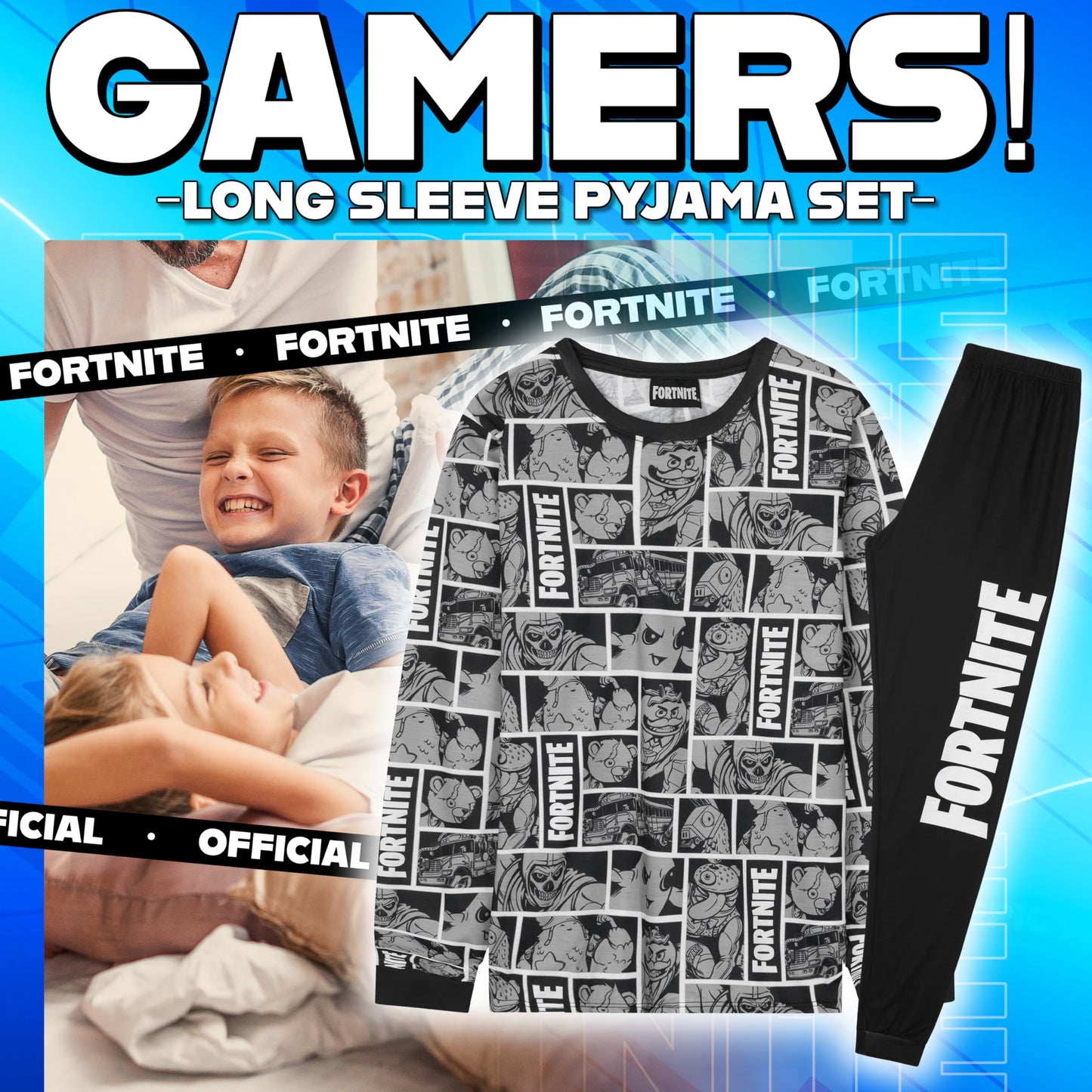 Get Trend Fortnite Boys Pyjamas Set, Long PJs for Kids & Teenagers, Cosy Loungewear Soft Nightwear, Gamer Gifts for Boys (13-14 Years, Grey Fortnite)