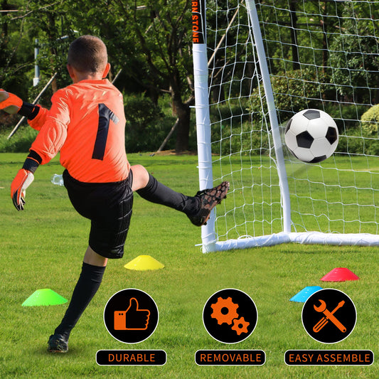 NORTHERN STONE Ultimate All Weather uPVC Football Goal 8ft x 6ft Garden Portable Football Goals 70mm Thick PVC Goal Posts + Football Net Integrated Locking System