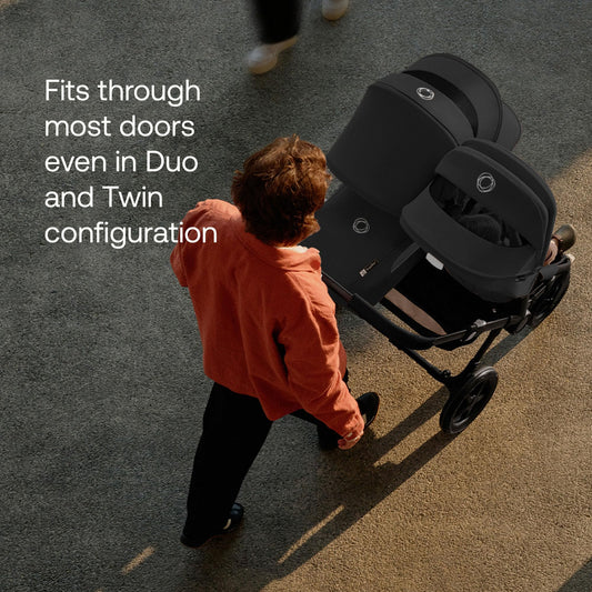 Bugaboo Donkey 5 Mono, Convertible Into Side by Side Double Stroller, Improved Design, Reversible Seat, One Hand Steering and Side Basket, Midnight Black