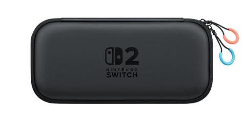 Nintendo Switch 2 carrying case with built-in screen protector, designed for portable gaming and protection.