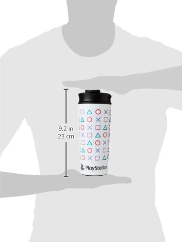 Pyramid International MTM25995 Playstation shapes metal travel mug set, durable silver mugs with gaming-themed designs