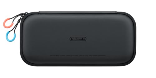 Nintendo Switch 2 carrying case with screen protector, durable black protective cover for portable gaming and screen safety.