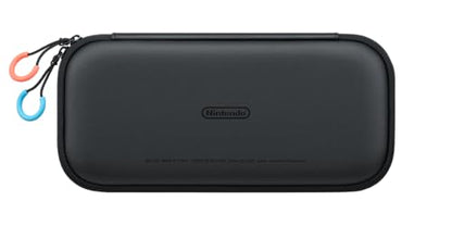 Nintendo Switch 2 carrying case with screen protector, durable black protective cover for portable gaming and screen safety.