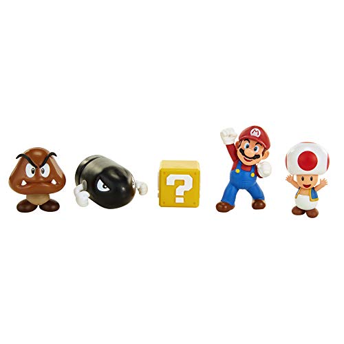 World of Nintendo Super Mario Acorn Plains 2.5-inch figure diorama set featuring three colorful Mario characters from Acorn Plains.