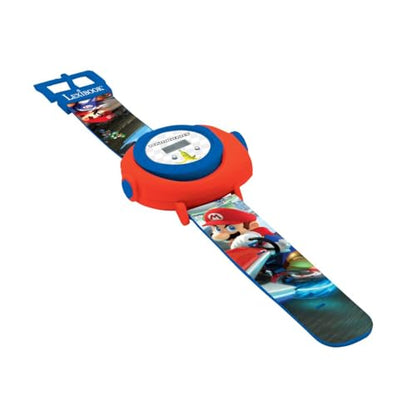 LEXIBOOK Nintendo Mario Kart projection watch for children, featuring Mario Kart images on a red and blue digital screen.