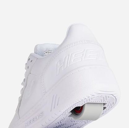 White Heelys unisex kids skate shoes with wheels, size 5 UK, featuring a sleek design and comfortable fit.