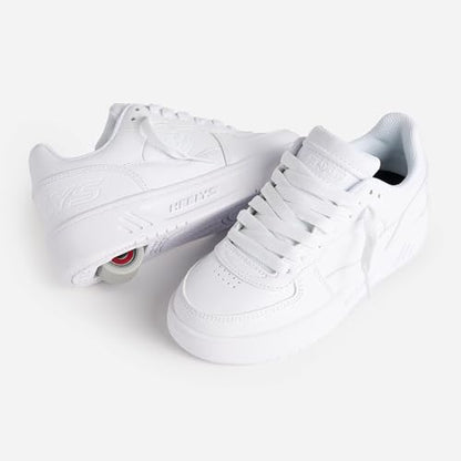 Heelys unisex kids skate shoes in white with black accents, featuring wheels in the heels for fun skating.