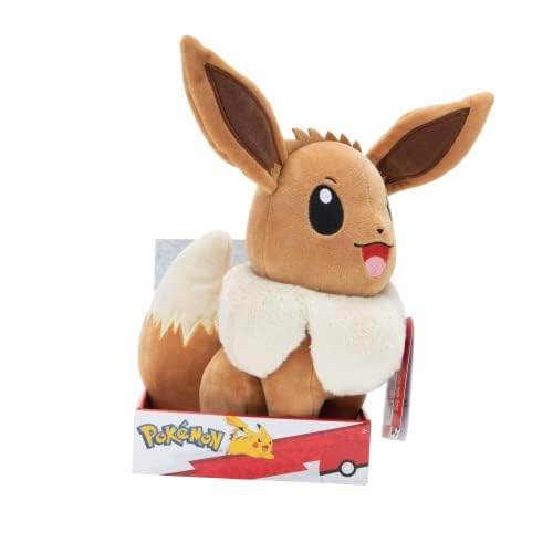 12-inch Pokémon Eevee plush toy featuring soft fabric and authentic details, perfect for hugging and display.