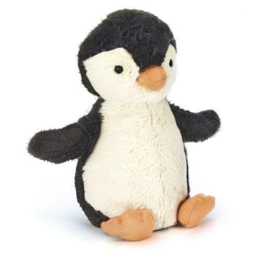 Small Jellycat Peanut Penguin plush toy, 6 cm wide by 11 cm tall, featuring soft fabric and a cute design.