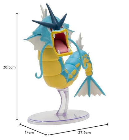 12-inch articulated Gyarados Epic Battle figure by Pokémon, showcasing vibrant details and included display stand.