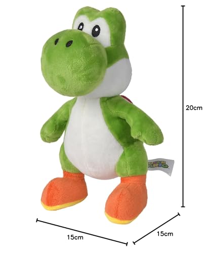 Super Mario Yoshi plush toy, 20 cm, soft green character from Nintendo's Super Mario series, with detailed stitching and fabric.