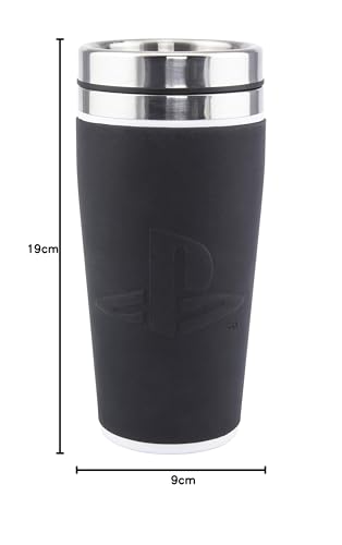 Paladone PP6580PS Playstation Controller Travel Mug 450ml, Stainless Steel, Black