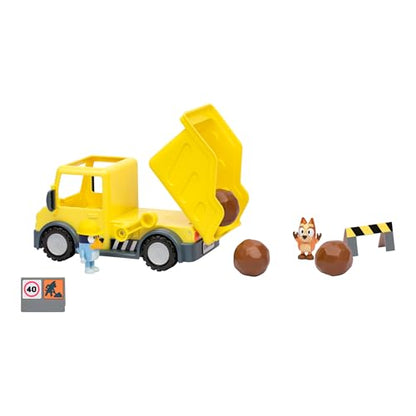 Bluey Dump Truck, With Load and Unload Feature, Get Some Work Done With Exclusive Hard-Hat and Muddy Bingo,