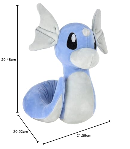8-inch Dratini plush toy by Pokémon, ultra-soft and adorable, perfect for play and display.