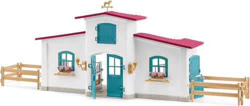 SCHLEICH Horse Club - 115 PC Lakeside Riding Center Horse Toy Playset with Horses and Riders, Barn and Farm Figurine Accessories - Farm Toys for Girls and Boys - Realistic Kids Toys Ages 5+ | 42567