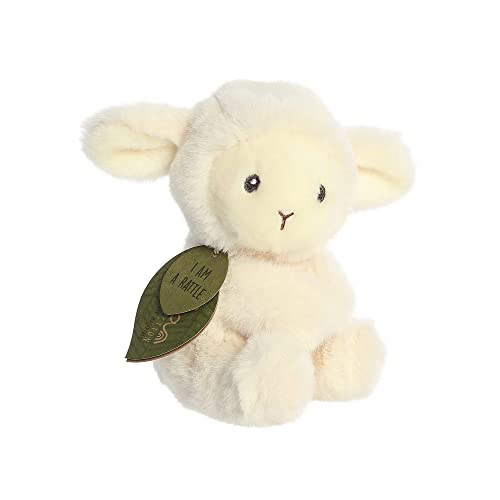 Aurora, 23367, ebba Baby Eco Laurin Lamb Rattle, 6In, Recycled Soft Toy, White