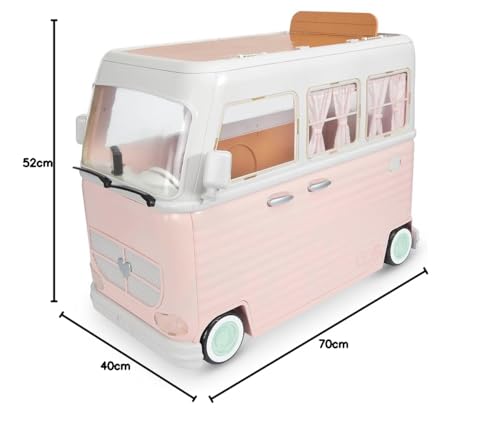 Our Generation 18-inch doll camper playset featuring a toy RV with electronics, perfect for pretend play for ages 3 and up.