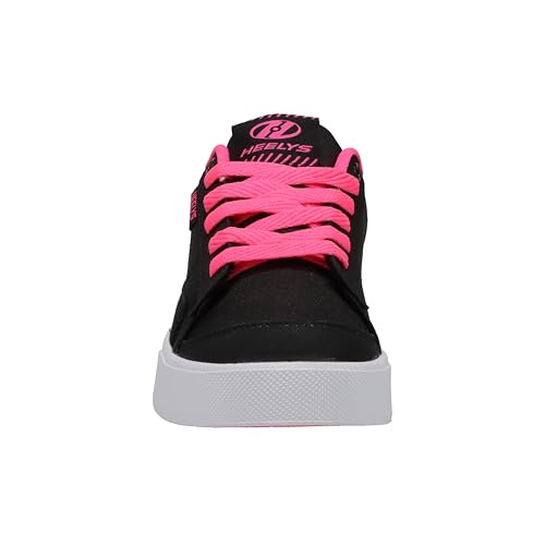Heelys Digilo Nylon shoe in black and pink, size 6, showcasing the sporty design with wheels and durable nylon construction.
