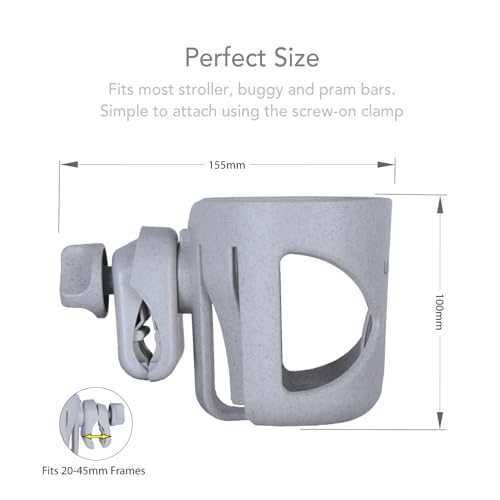 LittleLife Buggy And Pushchair Environmentally-Friendly Wheatgrass Cup Holder for Stroller, Drink and Coffee Cup Holder, Wheatgrass