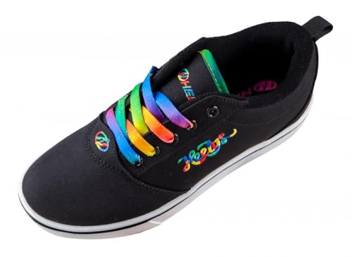 Black rainbow Heelys Girl's Pro 20 wheeled heel shoes with 12 UK size, featuring a sleek design and integrated wheels for riding fun.