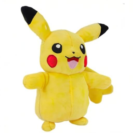 8-inch premium Pikachu plush toy by Pokémon, featuring vibrant yellow color and cute facial expression.