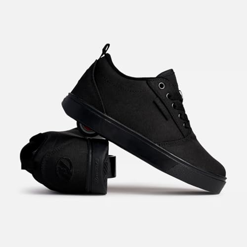 Heelys Unisex Pro 20 skate shoe in black with white accents, featuring a sleek design and wheels for skating fun.