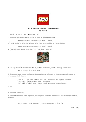 LEGO Jurassic World T. rex River Escape - Interactive Dinosaur Toy - incl. a Dino Figure, Boat Toy, ATV & 2 Minifigures - Gift for 5+ Year Old Boys & Girls - 76975