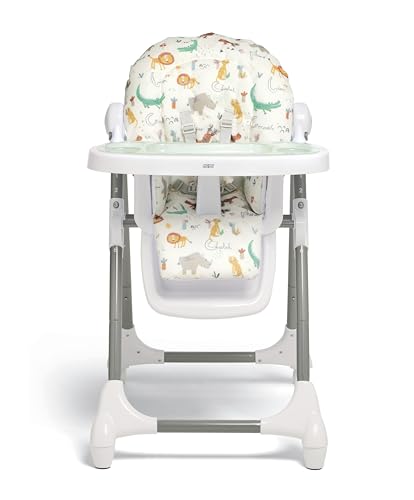 Mamas & Papas Snax, Adjustable Highchair, Reclines, Foldable, Removable Tray, Jungle Alphabet