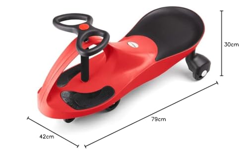 Didicar Fiery Red Ride On Wiggle Car with seat and steering wheel, suitable for indoor and outdoor play for kids aged 3 and up.