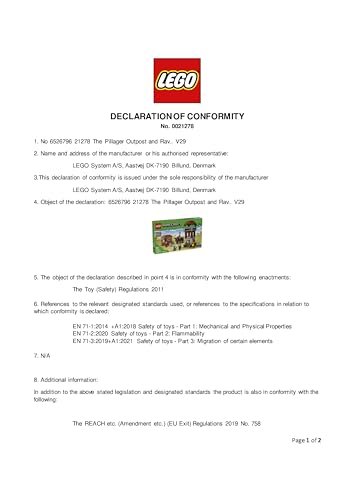 LEGO Minecraft The Pillager Outpost and Ravager Toy - incl. a Posable Figure with a Snapping Jaw Function, and a Village Fortress - Gaming Gift for 9+ Year Old Boys & Girls - 21278