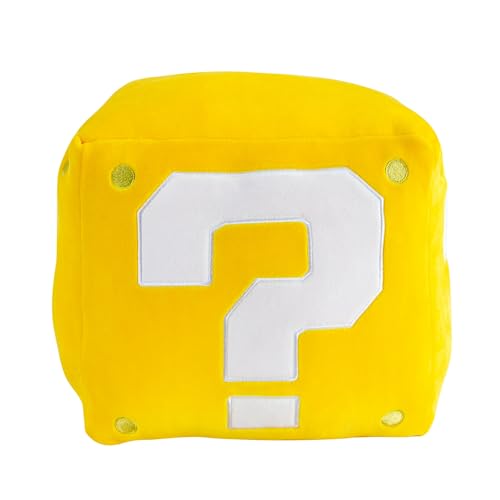 Club Mocchi Mocchi Super Mario Brothers Question Mark Block Mega Plush, 15-inch soft toy, officially licensed for kids' room decor.