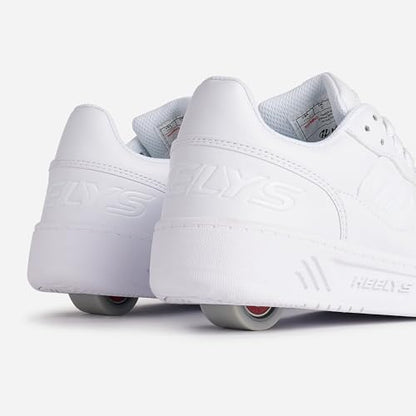 Heelys unisex kids' white skate shoes with wheels, size 5 UK, featuring a sporty design and casual style.