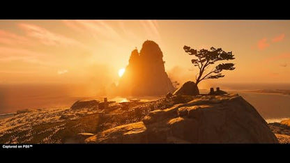 PlayStation Ghost of Tsushima Director's Cut for PS5, featuring a samurai warrior in traditional armor with a scenic island background.