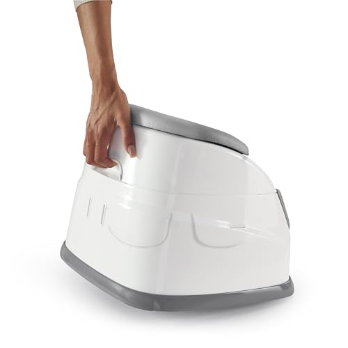 Ingenuity, Baby Base 2-in-1 Seat, Slate, Booster Chair, Dining and Feeding Seat for Toddlers, Easy to Clean with Removable and Self-Storing Tray, Ages 6 Months+