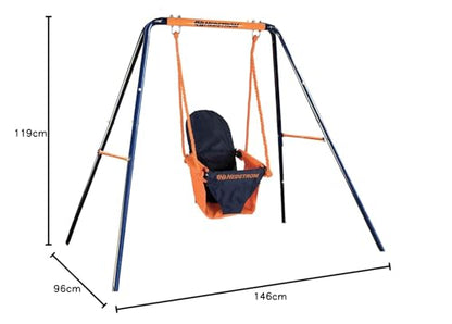 Hedstrom Folding Baby Swing Set | Age 6-36 Months | Outdoor Garden or Home Play Equipment Children | Adjustable Kids Playground | Toddler Toy Chair High Back, Blue/Orange
