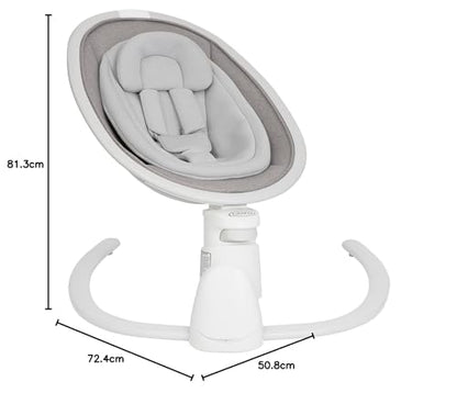 Graco Sway 'n Grow Bluetooth baby soother with swaying motions, music, vibration, height adjust, in Heather Fashion, suitable from birth to 4 years