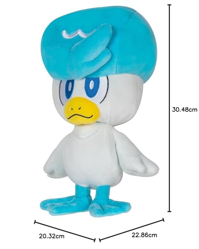 8-inch Pokémon Quaxly plush toy with authentic details, featuring vibrant colors and a cute design.