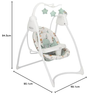 Graco Lovin' Hug Swing with 6 Swing speeds, Music, 4 Recline Positions and Folds up for Storage. Suitable from Birth to Approx. 6 Months (0-9kgs), Up & Away Fashion