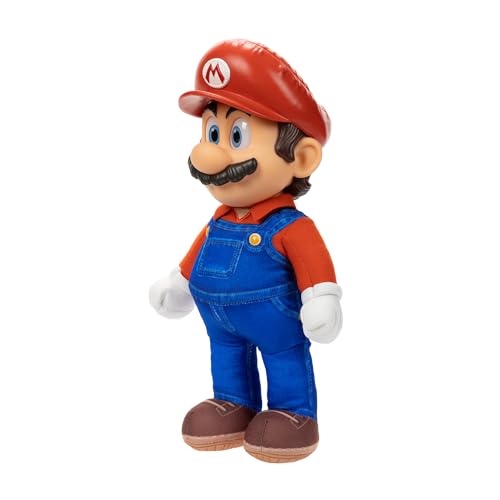 Nintendo Super Mario Bros. movie poseable plush toy, 14-inch tall with realistic eyes and fully articulated limbs.