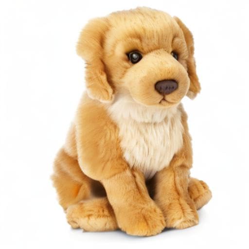 Living Nature Golden Retriever Soft Toy – 20 cm Fluffy Realistic Dog Plush, Cuddly Stuffed Animal Gift for Kids & Babies