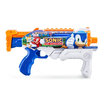 XSHOT Water Fast-Fill Skins Sonic The Hedgehog Hyperload Water Blaster, Summer Outdoor Pool Toy by ZURU