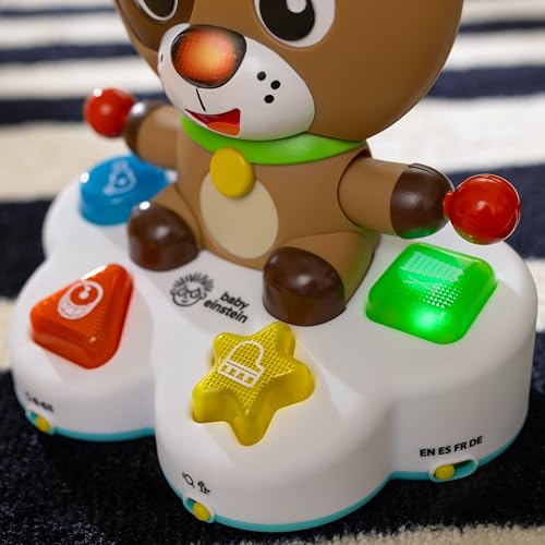 Baby Einstein Drum & Learn Dean musical learning toy with colorful buttons and musical features for babies aged 6 months and up.