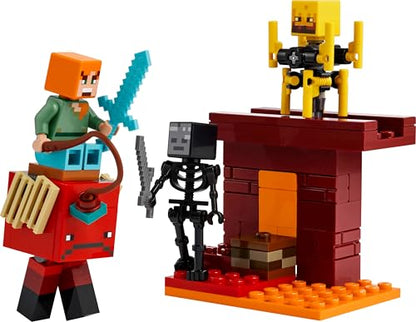 LEGO Minecraft The Nether Lava Battle - Interactive Toy with an Alex Figure, plus Mobs incl. a Skeleton, Blaze and a Strider - Gaming Gift for 6+ Year Old Boys & Girls - 21266